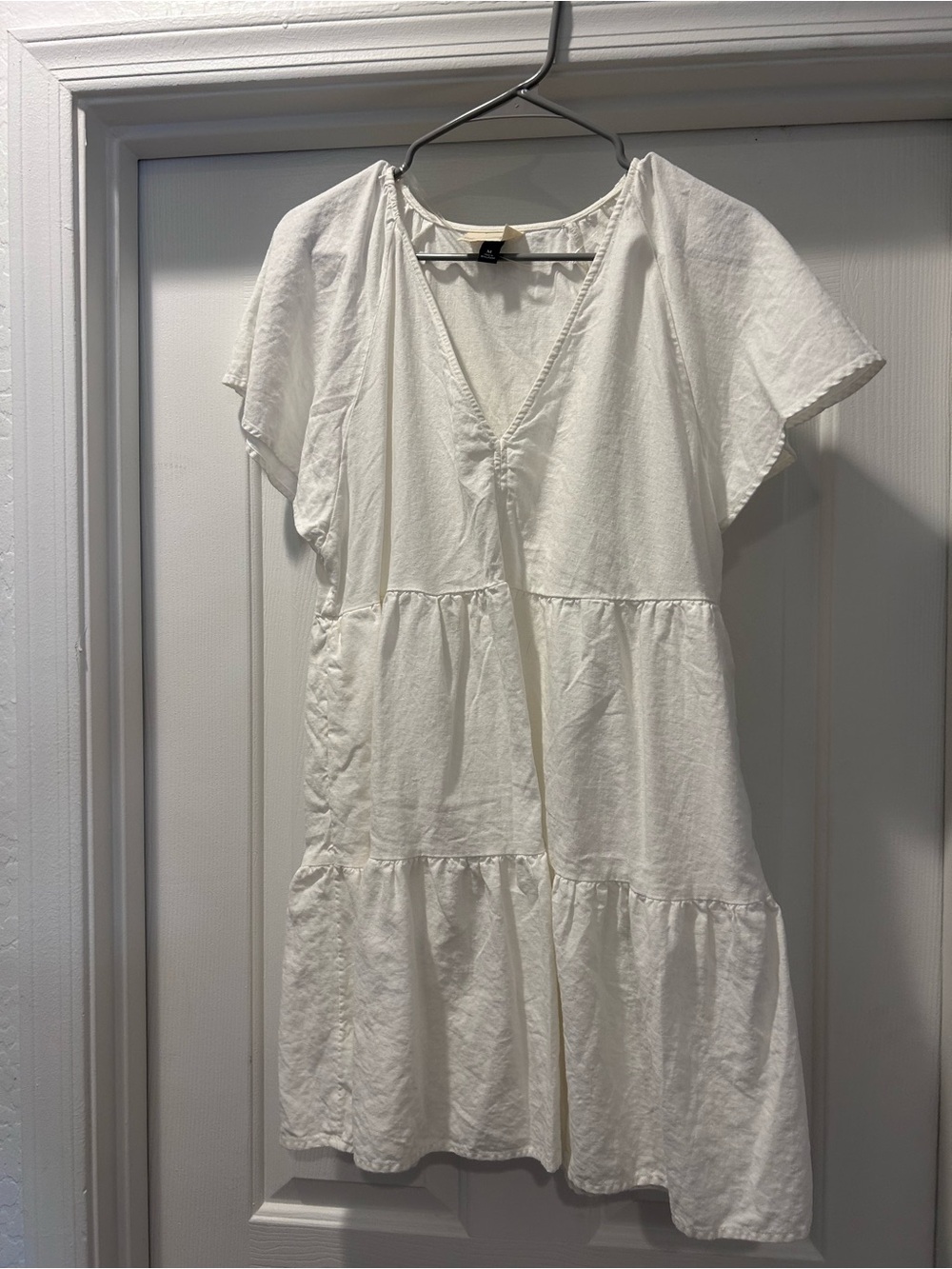 Universal Thread White V-Neck Tiered Mini Dress